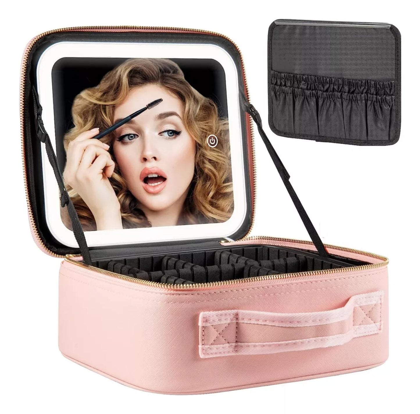 Estuche Cosmetiquera Maquillaje + Espejo LED con 3 TONOS DE LUZ