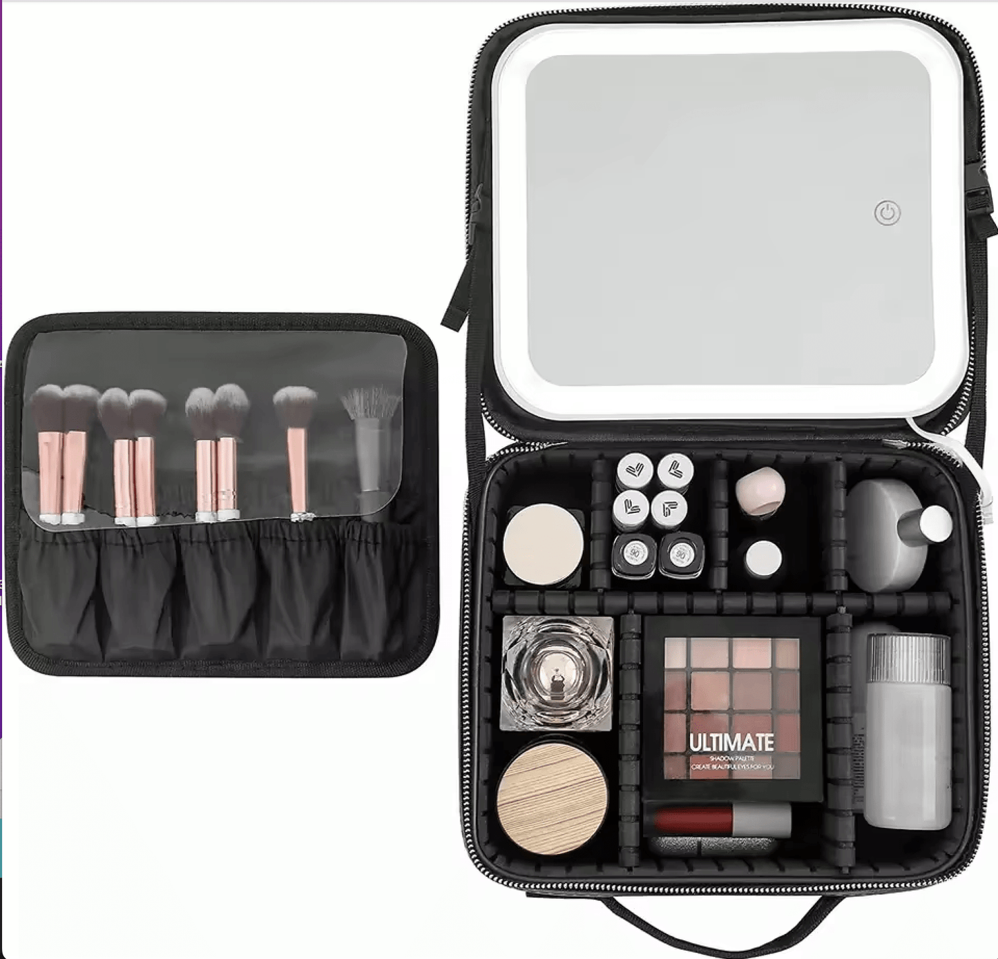 Estuche Cosmetiquera Maquillaje + Espejo LED con 3 TONOS DE LUZ