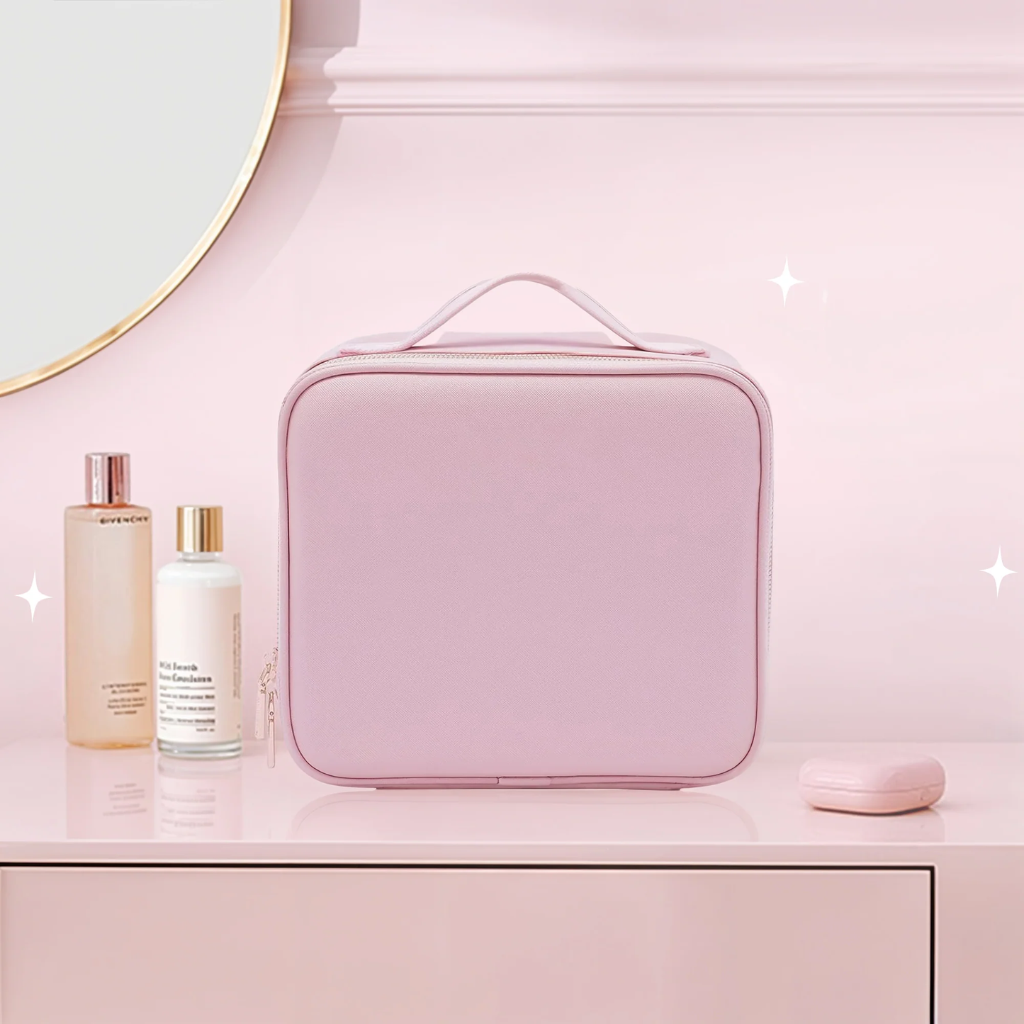 Estuche Cosmetiquera Maquillaje + Espejo LED con 3 TONOS DE LUZ