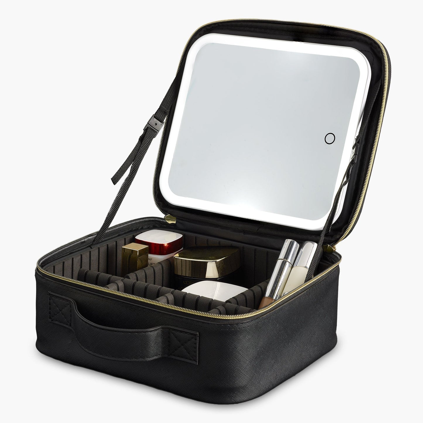 Estuche Cosmetiquera Maquillaje + Espejo LED con 3 TONOS DE LUZ